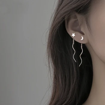 Divat koreai fülbevaló Női luxus Lánc Tassel Csepp Fülbevaló Retro Ezüst Színű, Lógó fülbevalót 2023 trend Ékszerek Kép