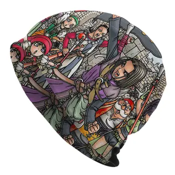 Dragon Quest Caps Szüret Utca Skullies Sapkák Sapka Felnőtt Férfi Kötött Sapka Férfiak, Nők, Női Téli Meleg, Rugalmas Motorháztető Kötött Sapka Kép