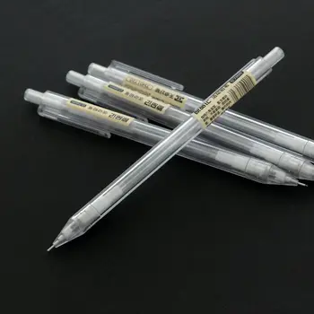 Egyszerű, Kitörölhetetlen Automatikus Ceruza Átlátszó Tolltartó, Ceruza Core 0.5 Matt Hatszögletű Nyomja Meg Az Automata Pen-0.7 Kép
