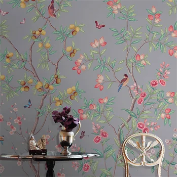 egyéni Amerikai virágos madár tapéta a nappaliban kanapé fal ruhával hálószoba háttér murális művészet tapéta lakásfelújítás Kép