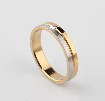 esküvői gyűrű Dupla Színű, Ezüst, Arany Egységes gyakorlat Titán-acél gyűrű, Eljegyzési Gyűrűk, arany Gyűrű, 6-10 Kép