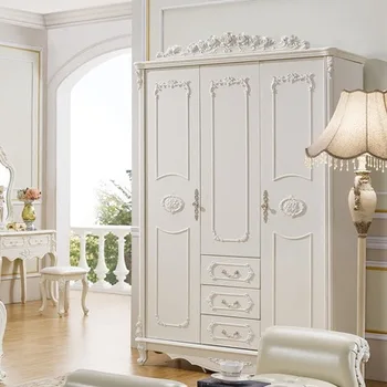 Európai szekrény, francia stílusú hálószoba bútor fa közgyűlés tömörfa szekrény öntettel tükör Kép