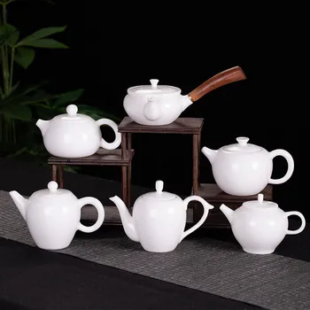 Fehér Porcelán Háztartási Kerámia Teáskanna Hivatal Teáskannában Teaware Egyszerű Kung Fu Tea Kínai Kézzel Készített Faggyút Jade Szűrő Vízforraló Kép