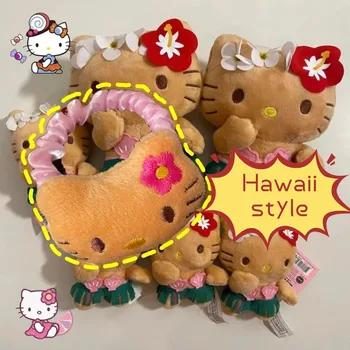 Fekete Bőr Hellokitty Hawaii Nyaralás Stílus Aranyos Lány Játékos Selyem Hajgumi Anime Nyáron Friss Frizurával Kawaii Dekoráció Kép