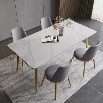 Fény Luxus kõtábla Étkező Asztalok, Székek, Set Home Északi Modern, Egyszerű, Négyszögletes Asztal Kép