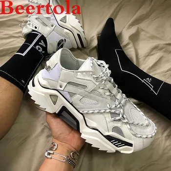 Fényvisszaverő Unisex Cipők Magasság Növelése Pár Alkalmi Cipő Fekete-Fehér Tenisz Masculino Új Őszi Shoes Sport Lakások Kép