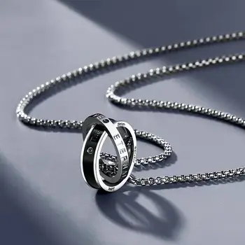 Férfi dagály titán-acél medál gyűrű egyszerű hip-hop online celeb medál. Kép