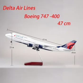 Gyanta American Airlines, Delta Air Lines Repülőgép Modell Polgári Légiközlekedési B-747-400 Statikus Kijelző Felnőtt Gyűjtemény Ajándék Fiú Könnyű Kép