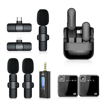 Hordozható Audio Video Rögzítés Mini Mikrofon, iPhone, Android Élő Adás Szerencsejáték Telefon Mikrofon 2.4 g Wireless Csiptetős Mikrofon Kép