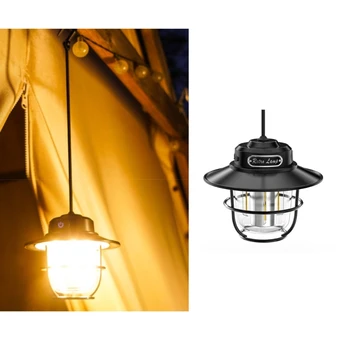 Hordozható Kemping Lámpa Fekete Kültéri függő Lámpák Újratölthető Kemping Lámpás, a Horog Műanyag Kültéri Kép