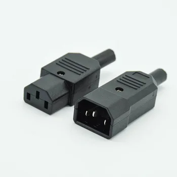 IEC Egyenes Kábel Csatlakozó C13 C14 10A 250V Fekete női&férfi Plug Rewirable tápcsatlakozó 3 pin AC Foglalat Kép