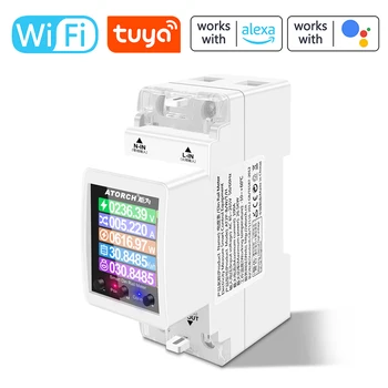 Intelligens egyfázisú Tuya Wifi Villamosenergia-Mérő Digitális 3 Elektromos Tarifa Módok 35 mm-es DIN Sínre APP Telepítés Ellenőrzése Kép