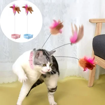 Interaktív Macska-Játékok Vicces Toll Teaser Stick Bell Háziállatok Gallér Cica Játszik Teaser Pálca Képzés Játékok a Macskák Készletek Kép
