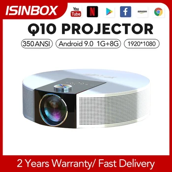 ISINBOX Q10 4K Projektor Full HD házimozi Mozi Android 9.0 1080P 2.4 GHz vagy 5 ghz-es WiFi Bluetooth Projektorok Filmek LED-Fürkész Kép