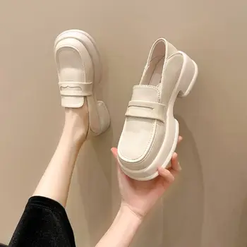 Kis bőr cipő fekete naplopók 2023 új lakás egyetlen cipő, tavaszi, őszi Mary Jane női cipő Kép