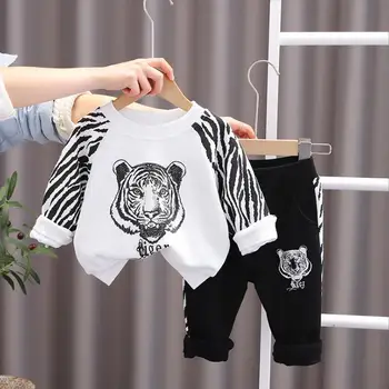 Kisgyermek Baba, Fiú, Lány Ruhák, divat tigris nyomtatott pulóver hosszú ujjú kapucnis felső+nadrág koreai Boutique ruhák gyerekek sportwears Kép
