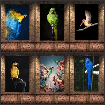 Kék Arany Kolibri Papagáj Állat Poszter Vászon Festmény, Poszterek, Nyomatok, Wall Art Képek Nappali lakberendezés Ajándék Kép