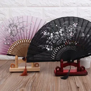Kínai Retro Craft Kézi Fa Rajongó Állni Kijelző Alap Jogosult Otthoni Irodai Dekoráció A Szobában Asztal Dekoráció Kép