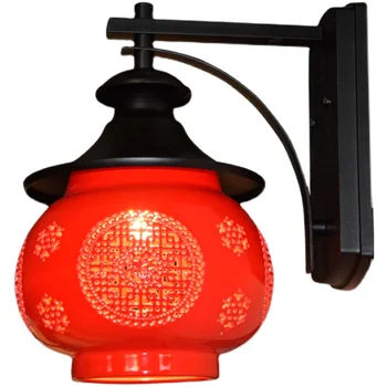 Kültéri Udvaron Lámpa Fali Lámpa Villa Erkély Vízálló, Szélálló Kínai Vörös Kerámia Piros Lámpa Fali Lámpa Kép