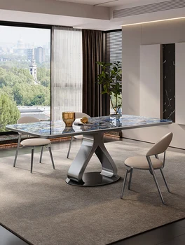 Luxus Kő Lap Étkező Asztal olasz Home Designer High-end Téglalap alakú Étkező Asztal Szék Kép