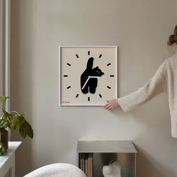 Macska óra ins kreatív Északi óra falióra nappaliban modern minimalista hálószoba néma falióra Kép