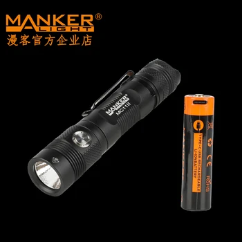 Manker MC11 II 2000 Lumen LUMINUS LED-es Zseblámpa Zsebében Rozsdamentes Acél Clip + USB Újratölthető 18650 Akku Kép