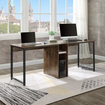 MDF dupla asztal fehér home office, nagy dupla asztal, íróasztal, szekrény 78.74 x 23.62 x 29.92 cm Kép
