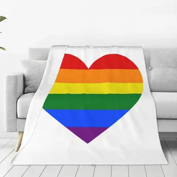 Meleg Lmbt Pride Flag Yaoi Flanel Takarót Szivárvány Szív Takaró Otthoni Kanapé Puha Paplan Kép