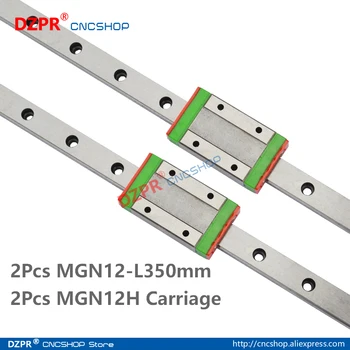 MGN12 350mm 2db 13.78 Miniatűr Lineáris Vasúti 2db MGN12H Szállítási Blokk a 3D-s Nyomtató CNC Gép CNC Alkatrészek Kép