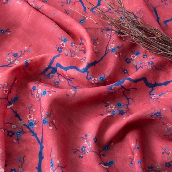 Minőségi rami tissu Ág szarka nyomtatás szövet Magas minőségű cheongsam szoknya ruha varrás Kép