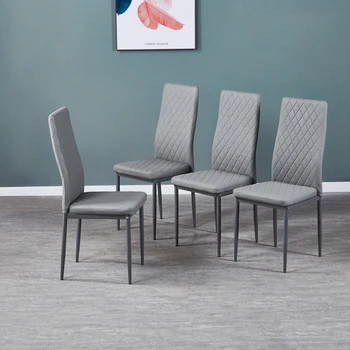 Modern minimalista étkező szék tűzálló bőr permetezni fém cső étterem haza konferencia szék készlet 4 Kép