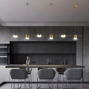 Modern, minimalista étterem medál lámpa csík minimalista bár asztal, étkező kreatív hosszú alakú medál, lámpák Kép