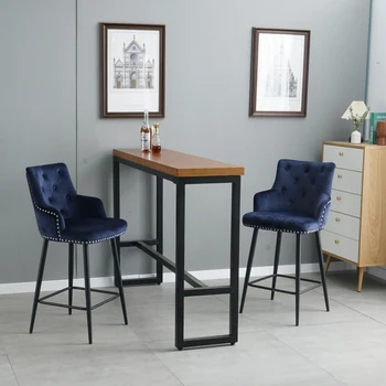 Modern stílusú bár szék w/ karfa, valamint footrests,szegecselt design több, divatos（2）A nappali étterem bútorok Kép
