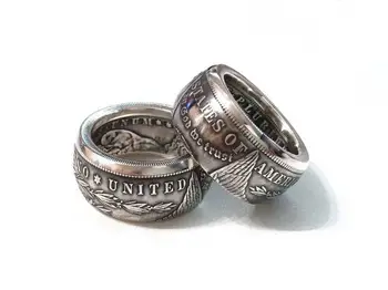 Morgan Ezüst Érme Gyűrű 'sas' 90% - a Ezüst, Kézzel készített Méretben 8-15 Kép