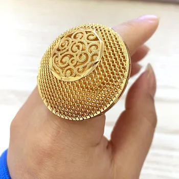 Nagy Design Eljegyzési Átméretezhető Gyűrű Dubai Ékszerek 24 karátos Arany Színű Gyűrű A Nők Etióp Ingyenes Méretű Gyűrűk Kép