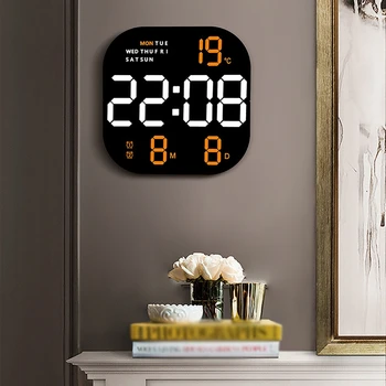 Nagy Képernyő falióra Intelligens Fényerő Távirányító LED Digitális Óra Elektronikus Dual Alarm Clock Nappali Dekor Kép