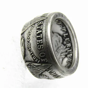 NEKÜNK Morgan Dollár Érme Gyűrű 'sas' 1899O réz-nikkel ötvözet Kézzel MINKET Méretben 8-16 Kép