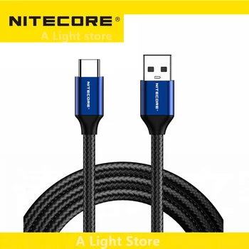 NITECORE UAC20 USB-C-USB-2,0-Töltő kábel, 3A Nagy Sebességű Töltés Nylon Zsinórozás 1m / 3.3 ft 3A (MAX) Töltési Adatok Szinkronizálása Kép