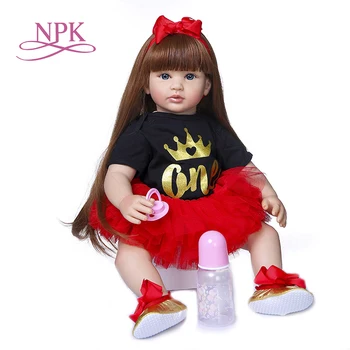 NPK 60CM, kézzel készült baba baba Boneca Újjá kisgyermek kislány baba Puha Szilikon ruhával test Élethű Bebe baba Újjá , Kép