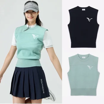 női golf ruhák, kötött mellény 2023 Őszi új ujjatlan kötött mellény Kép