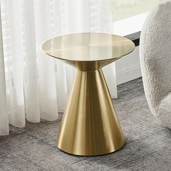 olasz design, rozsdamentes acél modern dohányzóasztal luxus kerekasztal arany oldalon táblázat a nappali bútorok Kép
