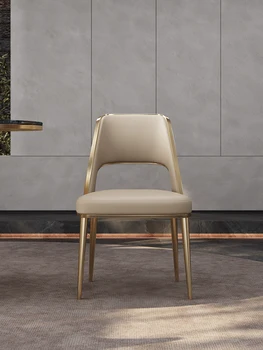 Olasz fény luxus étkező székek, modern, minimalista étkező székek, rozsdamentes acél high-end bőr asztalok, székek Kép