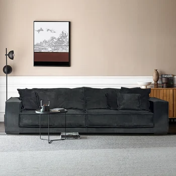 Olasz minimalista technológia szövet kanapé Északi luxus három személy szövet vízálló modern minimalista tofu blokk tér kanapé Kép
