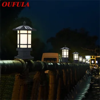 OUFULA Terasz LED pillér világítás Napelemes Vízálló Modern Kültéri Post világítótestet A Verandán, Erkélyes Udvarra Villa Kép