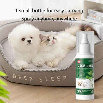 Pet Deworming Bolhák Spray Hordozható Spray Anti-Bolha, Kullancs, Kutyák, Macska Megelőzés Szúnyogok Pet Szúnyogriasztó Spray B03E Kép