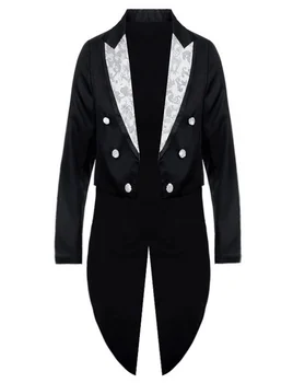 Plus Size 6XL Hosszú Szmoking Kabát Zakó Fekete Férfi Üzleti Slim Blézer Hommes Alkalmi Esküvői Szmoking, Öltöny, Kabát Kép