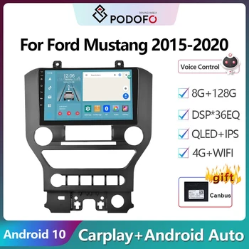 Podofo 2Din Android 10 autórádió Multimidia Videó Lejátszó, A Ford Mustang, a 2015-2020 közötti GPS Navigációs 2din Carplay Auto Hifi Kép