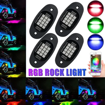 RGB Rock LED Lámpák Underglow Lámpa Jeep Autó Teherautó SUV Off-road Hangulat Lámpa Bluetooth ALKALMAZÁS, Vezérlés 4 az 1-ben Kép
