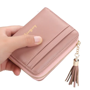 Rövid női pénztárca divat cipzár pu bőr pénztárca multi-function tassel erszényem multi-card mini kuplung táska női Kép