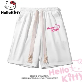 Sanrio Hello Kitty Alkalmi Nadrág Rajzfilm Aranyos Nő visel Kívül, Rövid Nadrág, Divat, Egyszerű, Laza Sport Nadrág Női Nadrág Kép